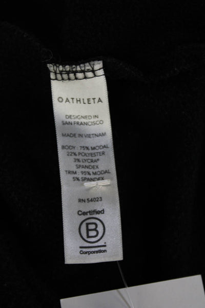 Athleta Women Pullover Sweatshirt Black Crew Neck Long Sleeve Size XS