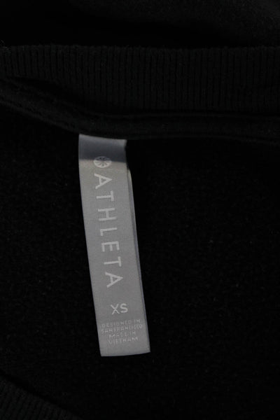 Athleta Women Pullover Sweatshirt Black Crew Neck Long Sleeve Size XS