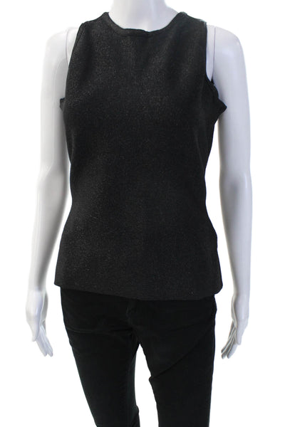 Carmen Marc Valvo Women Black Basic Sleeveless Tank Crew Neck Size S