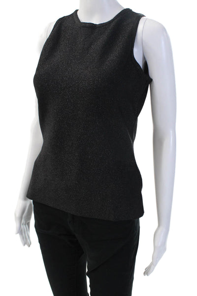Carmen Marc Valvo Women Black Basic Sleeveless Tank Crew Neck Size S