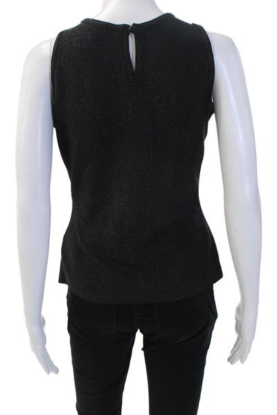 Carmen Marc Valvo Women Black Basic Sleeveless Tank Crew Neck Size S
