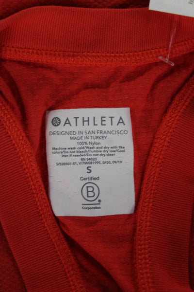 Athleta Womens Basic Solid Red Nylon Tank Round Neck Sleeveless Size S