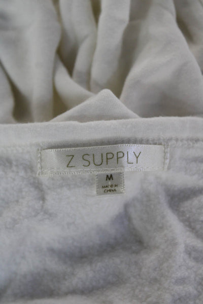 Z Supply Women Basic White Star Graphic Rayon Cotton Long Sleeve T-Shirt Size M