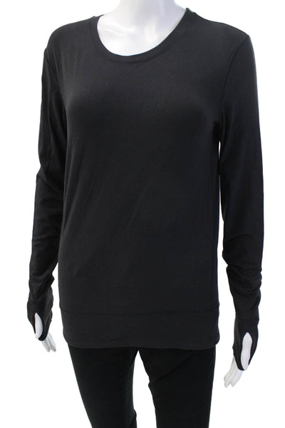 Lululemon Women Long Sleeve Basic T-Shirt Black Nylon Blend Size 4