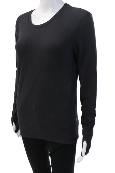 Lululemon Women Long Sleeve Basic T-Shirt Black Nylon Blend Size 4