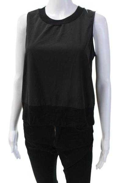 Athleta Womens Basic Black Tank Sleeveless Crew Neck Zip Size S