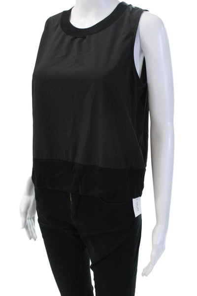 Athleta Womens Basic Black Tank Sleeveless Crew Neck Zip Size S
