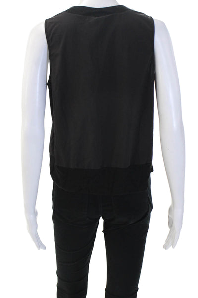 Athleta Womens Basic Black Tank Sleeveless Crew Neck Zip Size S