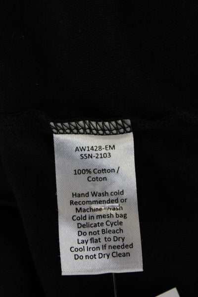 ATM Women Basic Black V-Neck Heart Graphic Cotton Short Sleeve T-Shirt Size S