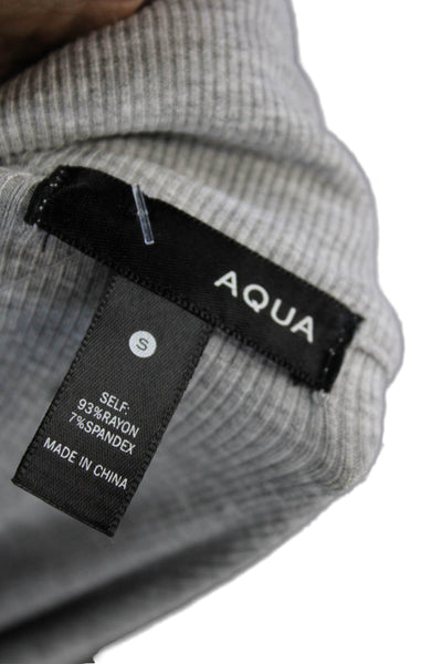 Aqua Women Basic Gray V-Neck Polo Short Sleeve Rayon Spandex Size S