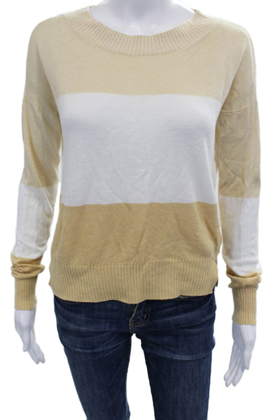 Club Monaco Womens Beige Striped Linen/Viscose Pullover Sweater Size S