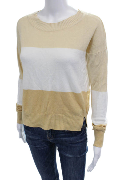 Club Monaco Womens Beige Striped Linen/Viscose Pullover Sweater Size S