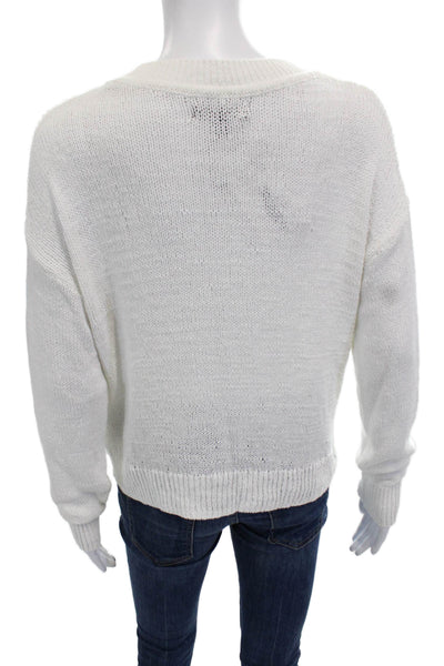 Banana Republic Women Sweaters Pullover Crew Neck White Long Sleeve Size S