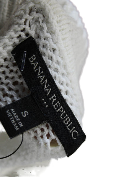 Banana Republic Women Sweaters Pullover Crew Neck White Long Sleeve Size S