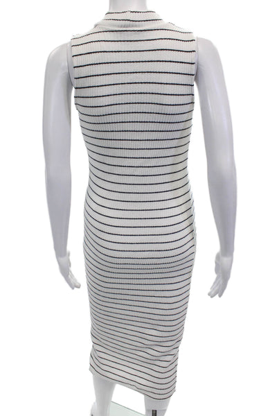 Dolan Women Bodycon Sweater Dress White Striped Mock Neck Sleeveless Size S