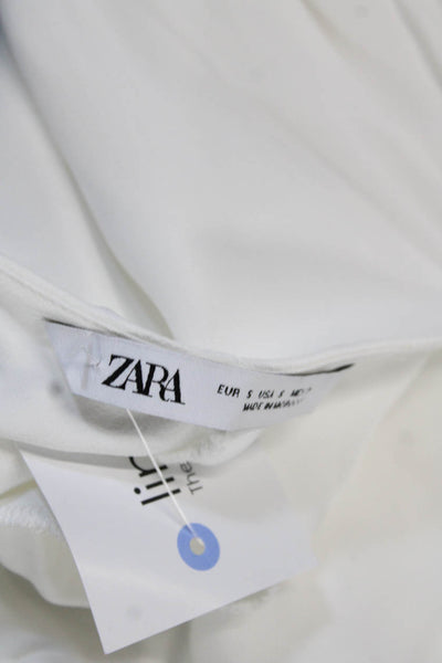 Zara Women Camisole White Viscose Spaghetti Strap Size S