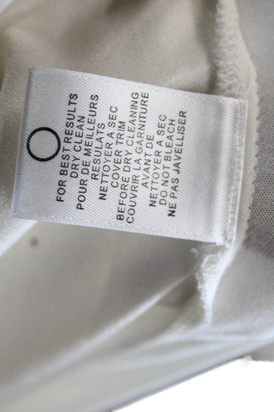 Halston Women Tunic White 100% Silk Long Sleeve Tie Neck Size 2