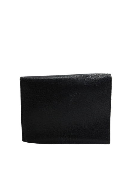 Moschino Womens Grain Leather Tri Fold Heart Wallet Black White