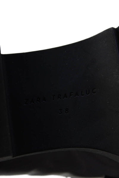 Zara Trafaluc Womens Slip On Block Heel Tassel Loafers Red Patent Size 8