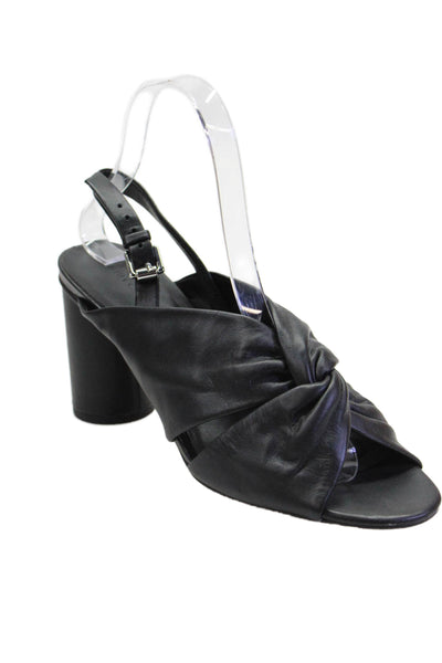Rebecca Minkoff Womens Block Heel Twisted Slingback Sandals Black Leather 7.5M