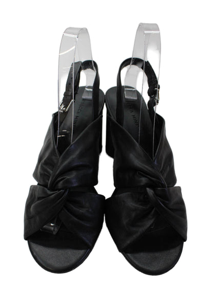 Rebecca Minkoff Womens Block Heel Twisted Slingback Sandals Black Leather 7.5M