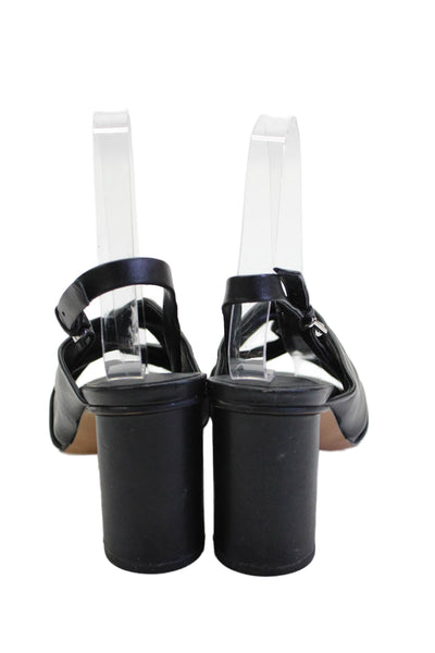 Rebecca Minkoff Womens Block Heel Twisted Slingback Sandals Black Leather 7.5M