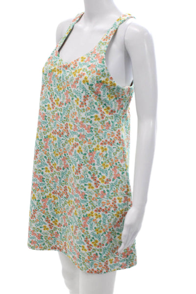 J Crew Women Tank Sundress Green Floral Sleeveless Short Size M