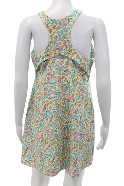 J Crew Women Tank Sundress Green Floral Sleeveless Short Size M