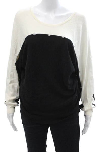 Karen Millen Unisex Black Pullover Sweater Round Neck Long Sleeve Button Size L