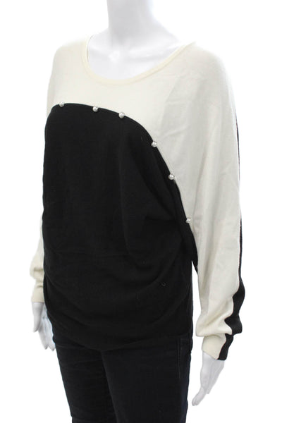 Karen Millen Unisex Black Pullover Sweater Round Neck Long Sleeve Button Size L