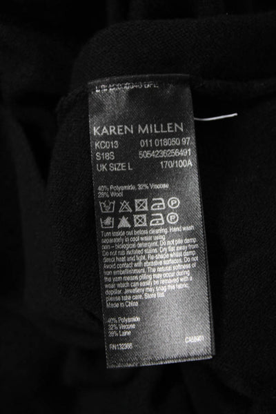 Karen Millen Unisex Black Pullover Sweater Round Neck Long Sleeve Button Size L