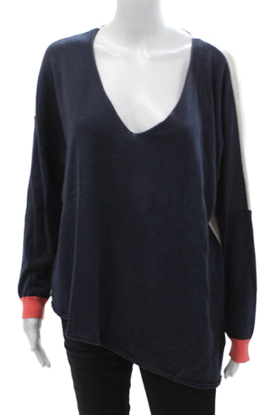 Charli Unisex Beige V-Neck Cashmere Cotton Pullover Sweater Long Sleeve Size 2