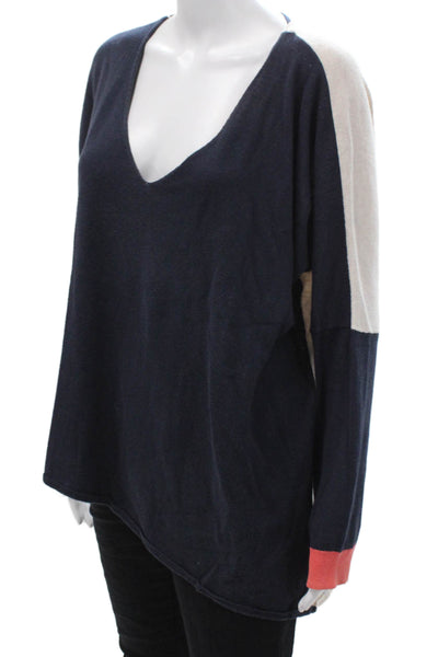 Charli Unisex Beige V-Neck Cashmere Cotton Pullover Sweater Long Sleeve Size 2