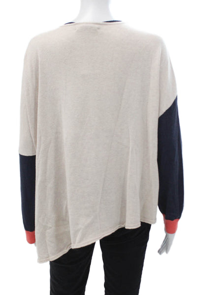 Charli Unisex Beige V-Neck Cashmere Cotton Pullover Sweater Long Sleeve Size 2