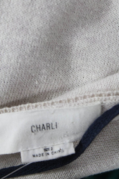 Charli Unisex Beige V-Neck Cashmere Cotton Pullover Sweater Long Sleeve Size 2