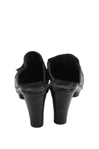 Stuart Weitzman Womens Leather Platform Mule Pumps Black Size 7.5 Medium