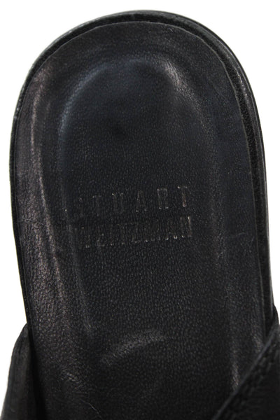 Stuart Weitzman Womens Leather Platform Mule Pumps Black Size 7.5 Medium