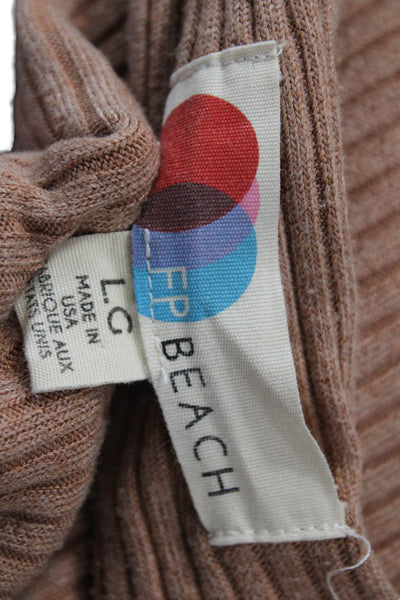 FP Beach Womens Cropped Striped Cotton Sleeveless Tank Brown Size L