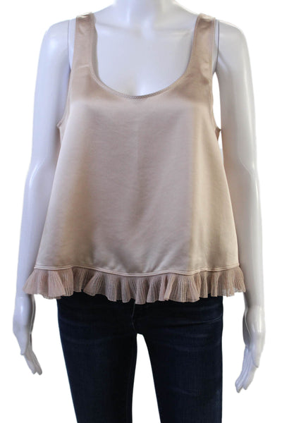 Elizabeth and James Womens Beige Bohemian Camisole Round Neck Sleeveless Size L