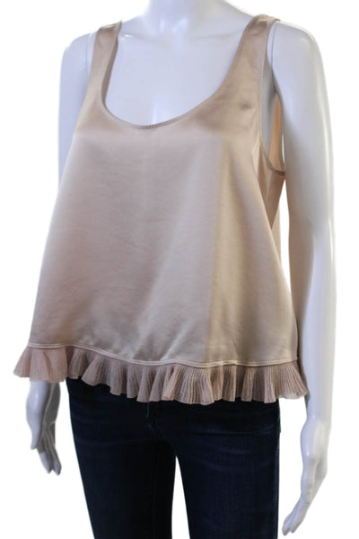 Elizabeth and James Womens Beige Bohemian Camisole Round Neck Sleeveless Size L