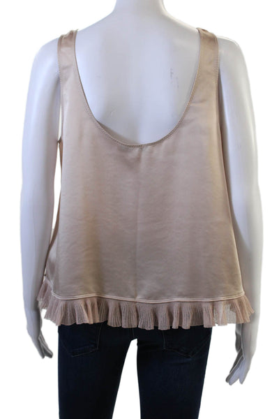 Elizabeth and James Womens Beige Bohemian Camisole Round Neck Sleeveless Size L