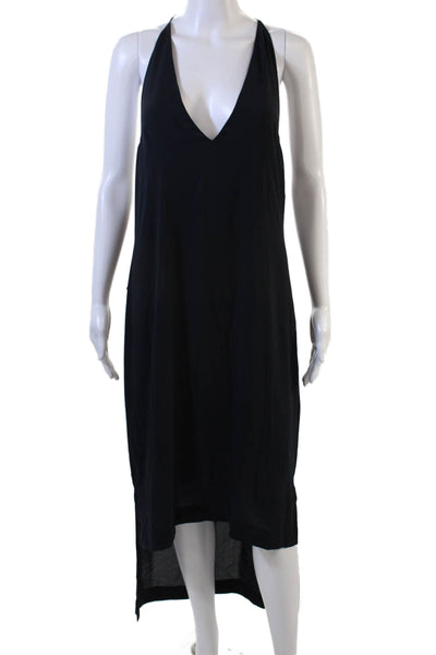 Dion Lee Women Black Slip Maxi Dress V-Neck Sleeveless Size 10