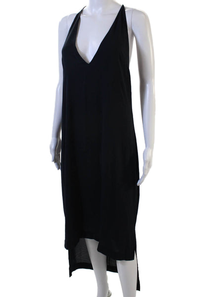Dion Lee Women Black Slip Maxi Dress V-Neck Sleeveless Size 10