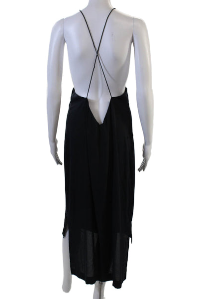 Dion Lee Women Black Slip Maxi Dress V-Neck Sleeveless Size 10