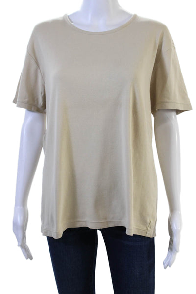 Banana Republic Women Basic Cotton Crew Neck T-Shirt Beige Size XL