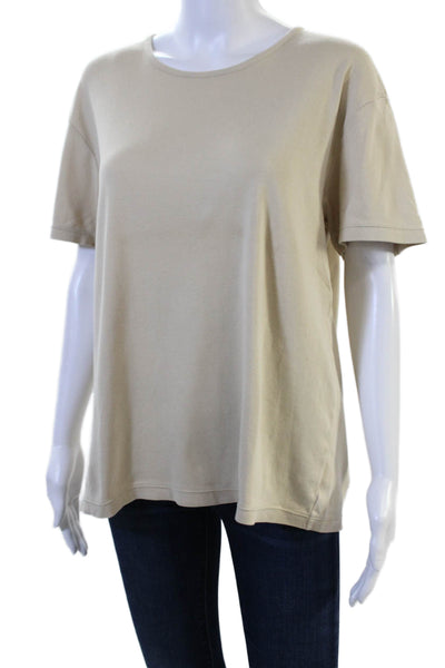 Banana Republic Women Basic Cotton Crew Neck T-Shirt Beige Size XL