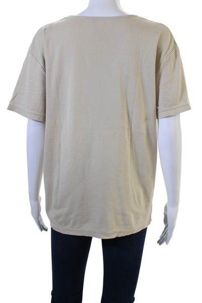 Banana Republic Women Basic Cotton Crew Neck T-Shirt Beige Size XL