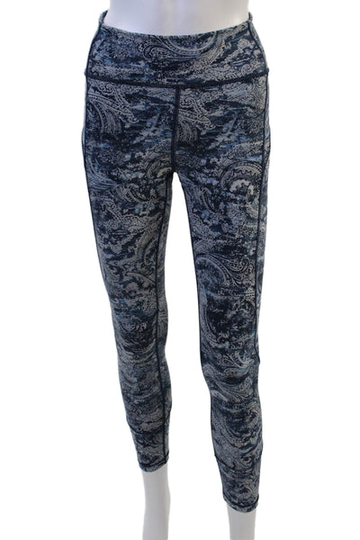 Lululemon Women Dark Blue Paisley Ankle Leggings Nylon Blend Size 6