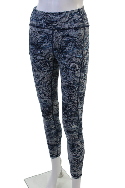Lululemon Women Dark Blue Paisley Ankle Leggings Nylon Blend Size 6