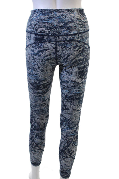 Lululemon Women Dark Blue Paisley Ankle Leggings Nylon Blend Size 6